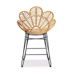 Tabouret de bar hauteur comptoir Garan en rotin et métal naturel/noir - bali & pari : Style bohème, Hauteur d'assise 24,5 po