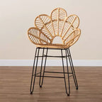 Tabouret de bar hauteur comptoir Garan en rotin et métal naturel/noir - bali & pari : Style bohème, Hauteur d'assise 24,5 po