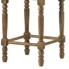 Tabouret de bar Farsiris de 16 po, hauteur comptoir, tissu beige/finition chêne patiné - Acme Furniture : revêtement en lin, clous décoratifs, cadre en bois