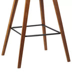 Tabouret de bar Armen Living 26 po Fox Mid-Century, hauteur comptoir, en similicuir marron avec bois de noyer : assise carrée rembourrée, dossier rembourré