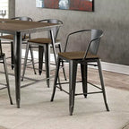 Lot de 2 tabourets de bar industriels Gregg hauteur comptoir Gris - HOMES: Inside + Out : Structure métallique, Assise carrée