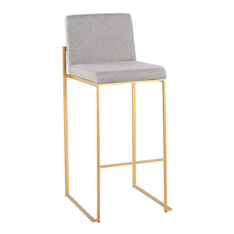 Lot de 2 tabourets de bar FujiHB en polyester/acier or/gris - LumiSource : dossier haut, rembourré, design contemporain