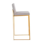 Lot de 2 tabourets de bar FujiHB en polyester/acier or/gris - LumiSource : dossier haut, rembourré, design contemporain