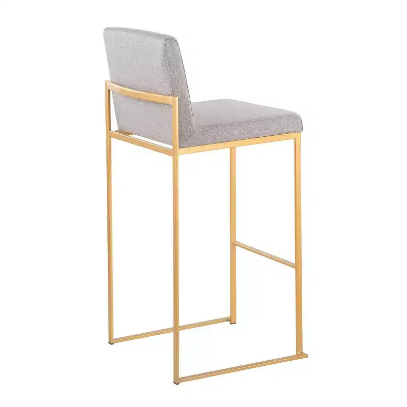 Lot de 2 tabourets de bar FujiHB en polyester/acier or/gris - LumiSource : dossier haut, rembourré, design contemporain