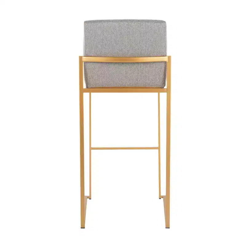 Lot de 2 tabourets de bar FujiHB en polyester/acier or/gris - LumiSource : dossier haut, rembourré, design contemporain