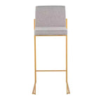 Lot de 2 tabourets de bar FujiHB en polyester/acier or/gris - LumiSource : dossier haut, rembourré, design contemporain