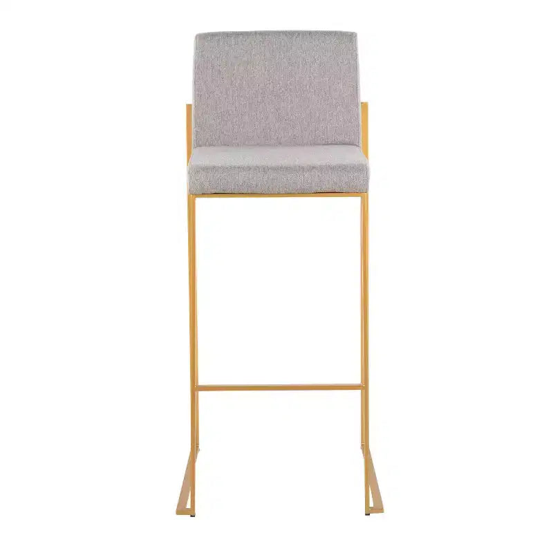 Lot de 2 tabourets de bar FujiHB en polyester/acier or/gris - LumiSource : dossier haut, rembourré, design contemporain