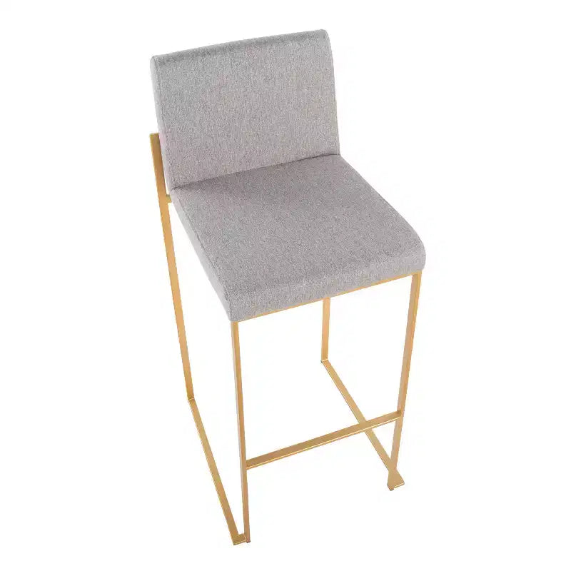 Lot de 2 tabourets de bar FujiHB en polyester/acier or/gris - LumiSource : dossier haut, rembourré, design contemporain