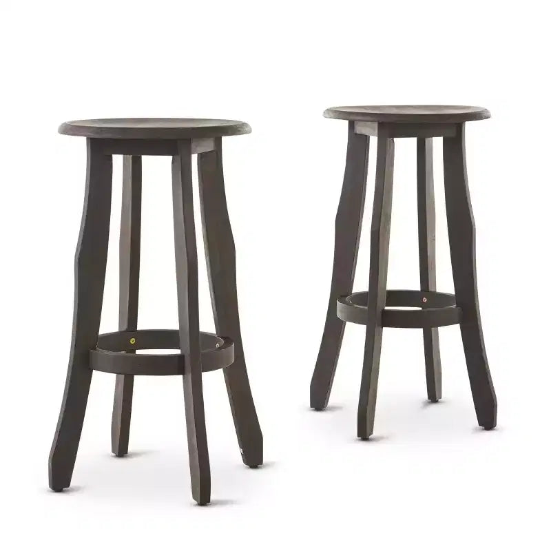 Set of 2 Ruthie Acacia Barstools Dark Gray - Christopher Knight Home: 30" Fixed Height, Backless Design