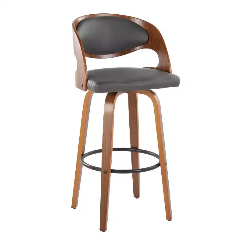 Lot de 2 tabourets de bar en similicuir Pino Noyer/Gris/Noir - LumiSource