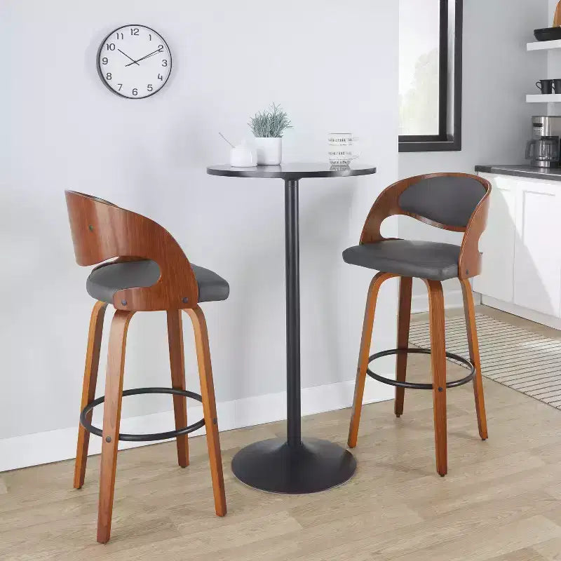 Lot de 2 tabourets de bar en similicuir Pino Noyer/Gris/Noir - LumiSource