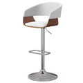 Calinda Adjustable Swivel Barstool White: Mid Century Modern, Bentwood Frame, Linen Upholstery - WyndenHall