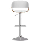 Tabouret de bar pivotant réglable Calinda blanc : Moderne du milieu du siècle, cadre en bois courbé, revêtement en lin - WyndenHall
