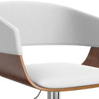 Tabouret de bar pivotant réglable Calinda blanc : Moderne du milieu du siècle, cadre en bois courbé, revêtement en lin - WyndenHall