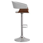 Tabouret de bar pivotant réglable Calinda blanc : Moderne du milieu du siècle, cadre en bois courbé, revêtement en lin - WyndenHall