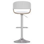 Tabouret de bar pivotant réglable Calinda blanc : Moderne du milieu du siècle, cadre en bois courbé, revêtement en lin - WyndenHall