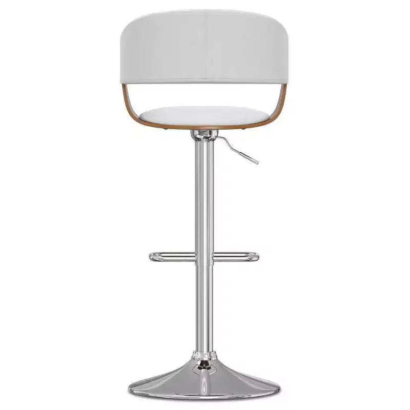 Tabouret de bar pivotant réglable Calinda blanc : Moderne du milieu du siècle, cadre en bois courbé, revêtement en lin - WyndenHall
