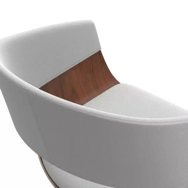 Tabouret de bar pivotant réglable Calinda blanc : Moderne du milieu du siècle, cadre en bois courbé, revêtement en lin - WyndenHall