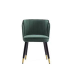 Chaise de salle à manger Zephyr en velours vert chasseur de Manhattan Comfort : Rembourrée, pieds en bois, aucun assemblage requis