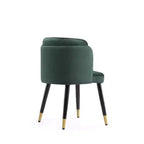 Chaise de salle à manger Zephyr en velours vert chasseur de Manhattan Comfort : Rembourrée, pieds en bois, aucun assemblage requis