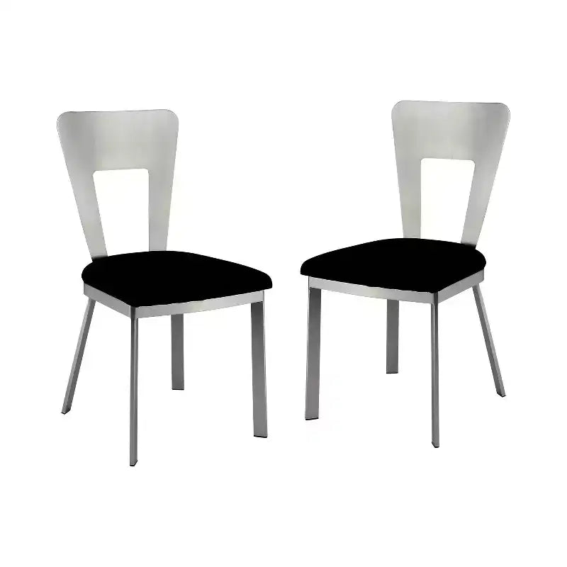 Lot de 2 chaises à dossier rectangulaire Langton argent/noir - HOMES: Inside + Out : Rembourrées, structure en acier thermolaqué