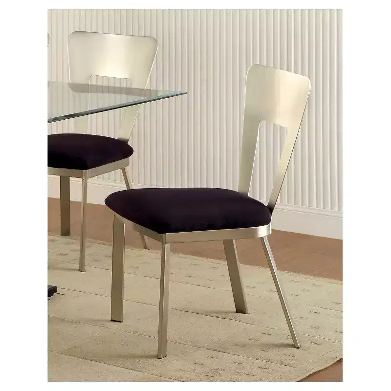 Lot de 2 chaises à dossier rectangulaire Langton argent/noir - HOMES: Inside + Out : Rembourrées, structure en acier thermolaqué