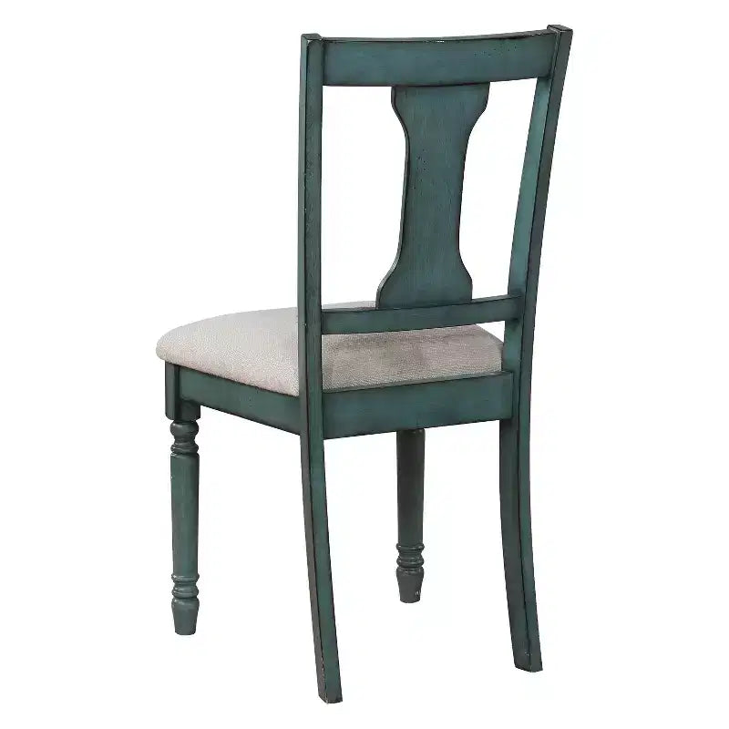 Chaise d'appoint rembourrée Reagan Slat Back Teal - Powell : Structure en bois d'hévéa, revêtement en polyester, capacité de 113 kg