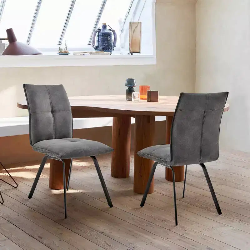 Lot de 2 chaises de salle à manger Rylee en tissu anthracite/noir – Armen Living
