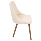 Chaise de salle à manger Giovanni Mid-Century Modern Crème - Lumisource : Rembourrée, Fini Noyer, Similicuir