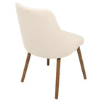 Chaise de salle à manger Giovanni Mid-Century Modern Crème - Lumisource : Rembourrée, Fini Noyer, Similicuir