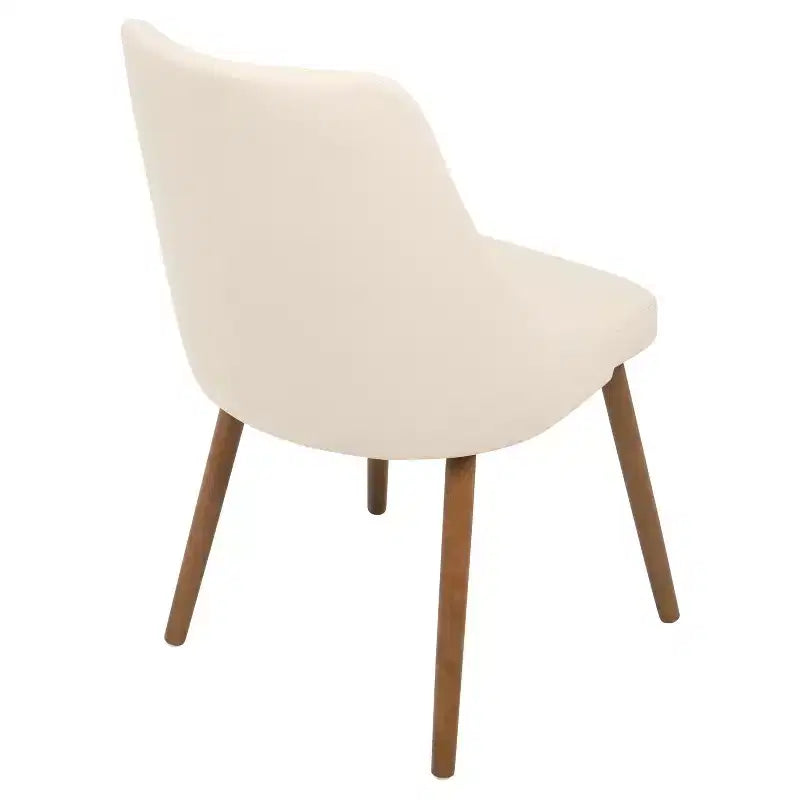 Chaise de salle à manger Giovanni Mid-Century Modern Crème - Lumisource : Rembourrée, Fini Noyer, Similicuir