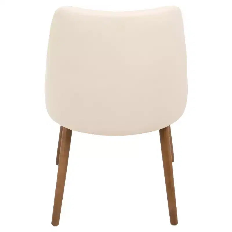 Chaise de salle à manger Giovanni Mid-Century Modern Crème - Lumisource : Rembourrée, Fini Noyer, Similicuir