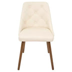 Chaise de salle à manger Giovanni Mid-Century Modern Crème - Lumisource : Rembourrée, Fini Noyer, Similicuir