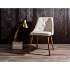 Chaise de salle à manger Giovanni Mid-Century Modern Crème - Lumisource : Rembourrée, Fini Noyer, Similicuir