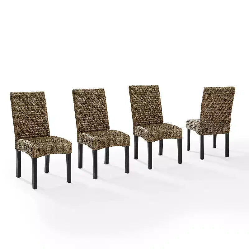 Lot de 4 chaises de salle à manger Edgewater jonc de mer/brun foncé - Crosley