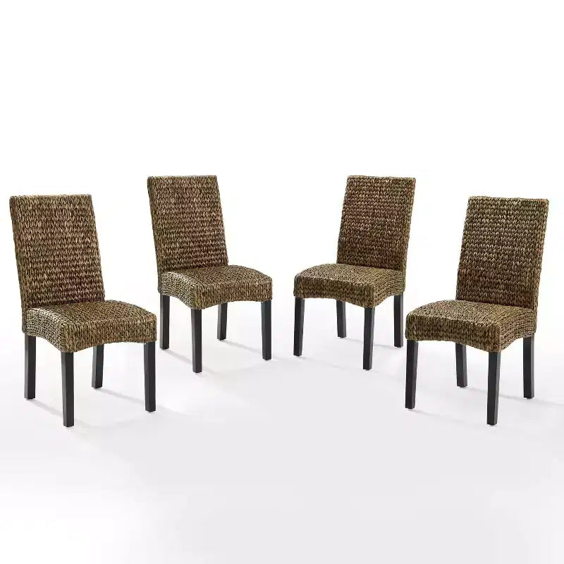Lot de 4 chaises de salle à manger Edgewater jonc de mer/brun foncé - Crosley