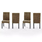 Lot de 4 chaises de salle à manger Edgewater jonc de mer/brun foncé - Crosley