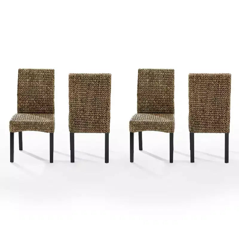 Lot de 4 chaises de salle à manger Edgewater jonc de mer/brun foncé - Crosley