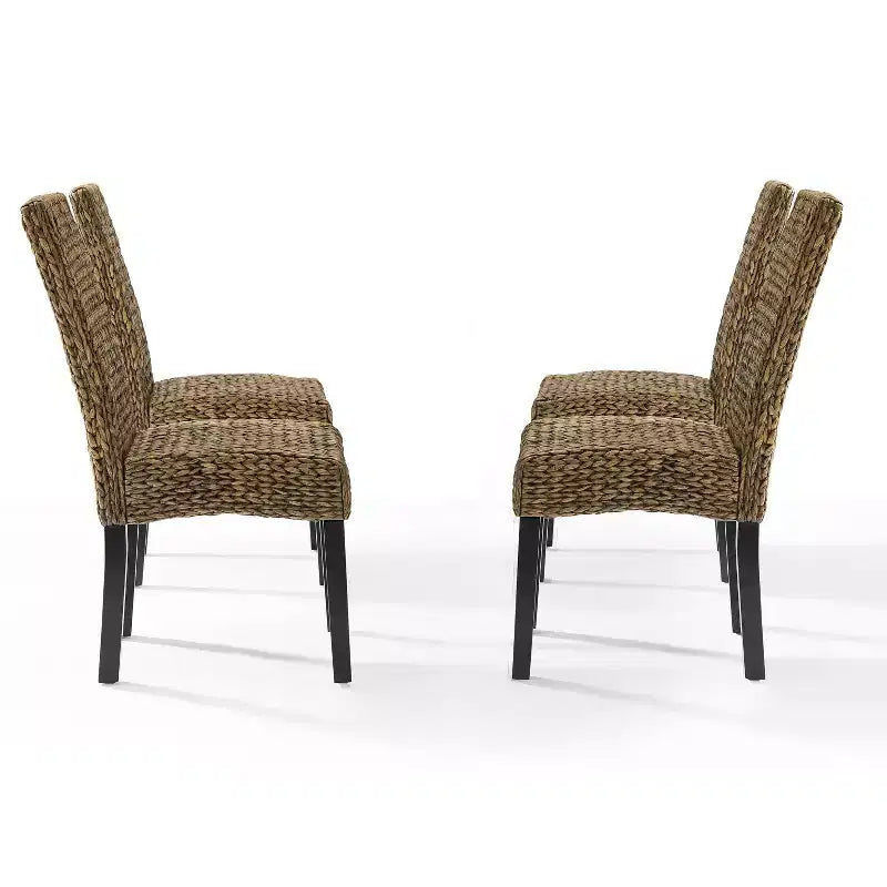 Lot de 4 chaises de salle à manger Edgewater jonc de mer/brun foncé - Crosley