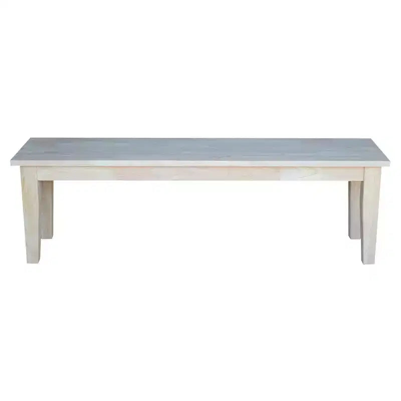 Banc style Shaker 60" non fini - International Concepts : Hévéa massif, Rectangulaire, Capacité 400 lb