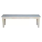 Banc style Shaker 60" non fini - International Concepts : Hévéa massif, Rectangulaire, Capacité 400 lb