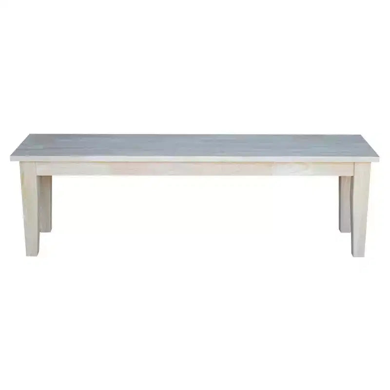 Banc style Shaker 60" non fini - International Concepts : Hévéa massif, Rectangulaire, Capacité 400 lb