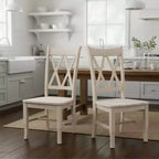 Lot de 2 chaises double X brutes – International Concepts : En bois massif, sans accoudoirs, non rembourrées