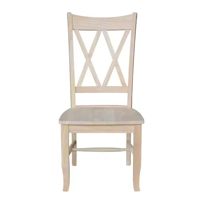 Lot de 2 chaises double X brutes – International Concepts : En bois massif, sans accoudoirs, non rembourrées