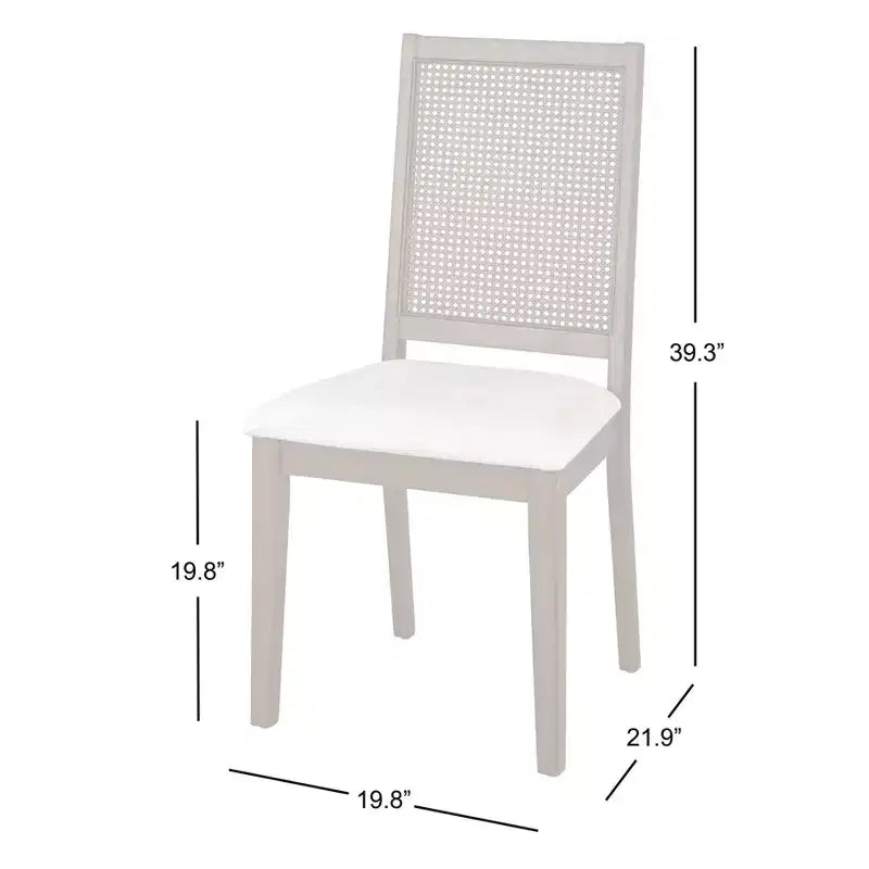 Lot de 2 chaises de salle à manger traditionnelles Westbury en cannage, noyer/crème : Structure en hévéa, revêtement en lin