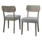 Lifestorey Set of 2 Carlisle Solid Wood Dining Chair Light Gray: Mid-Century Modern, Rubberwood, Upholstered