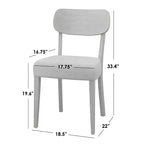 Lifestorey Lot de 2 chaises de salle à manger Carlisle en bois massif gris clair : style moderne du milieu du siècle, bois d'hévéa, rembourrées