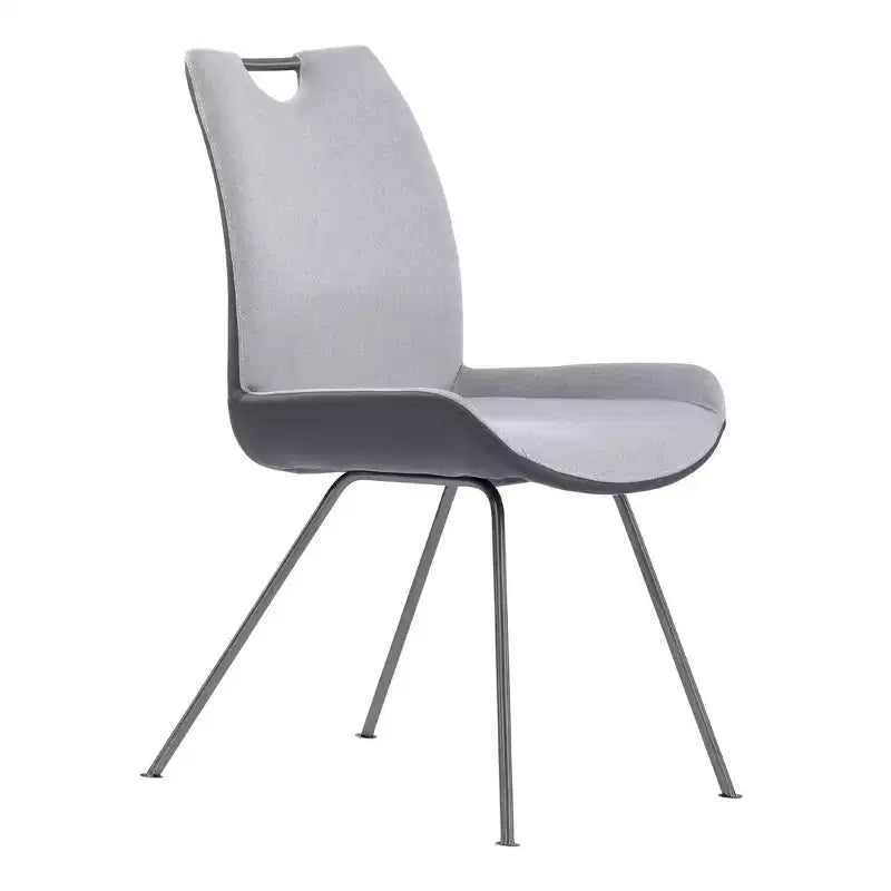 Lot de 2 chaises de salle à manger contemporaines Delvar en tissu étain - Armen Living : Rembourré, cadre en bois, nettoyage localisé