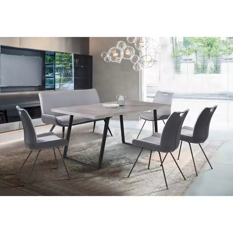 Lot de 2 chaises de salle à manger contemporaines Delvar en tissu étain - Armen Living : Rembourré, cadre en bois, nettoyage localisé