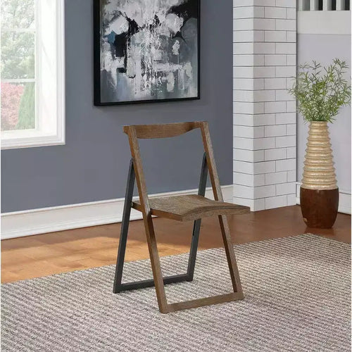 2pk Sydney Folding Chairs Wire Brush Chestnut - Boraam: Scandinavian Style, Wood Frame, No Assembly Required